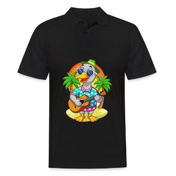 Lustige Gans Cartoon Sommer Strand Sonnenbrille Gitarre - Männer Poloshirt - Schwarz - Vorne - Kai (181cm)
