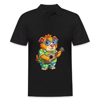 Lustige Meerschweinchen Cartoon Sommer Strand Sonnenbrille - Männer Poloshirt - Schwarz - Vorne - Kai (181cm)