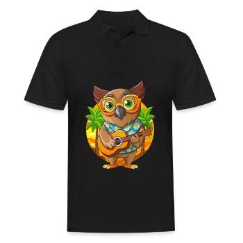 Funny Owl Cartoon Summer Beach Sunglasses Guitar - Men's Polo Shirt - black - Front - Kai (181cm)