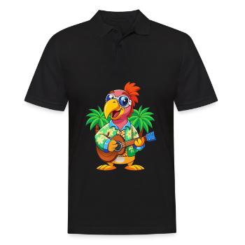 Lustige Papageien-Cartoon-Sommer-Strand-Sonnenbrille - Männer Poloshirt - Schwarz - Vorne - Kai (181cm)
