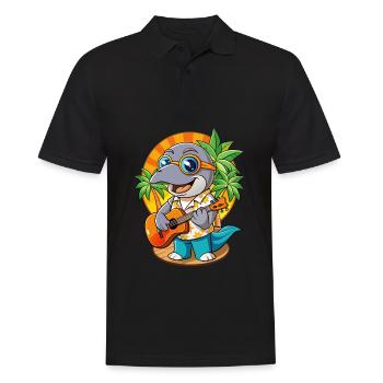 Funny Dolphin Cartoon Summer Beach Sunglasses - Men's Polo Shirt - black - Front - Kai (181cm)