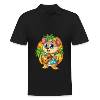 Lustige Hamster Cartoon Sommer Strand Sonnenbrille - Männer Poloshirt - Schwarz - Vorne - Kai (181cm)