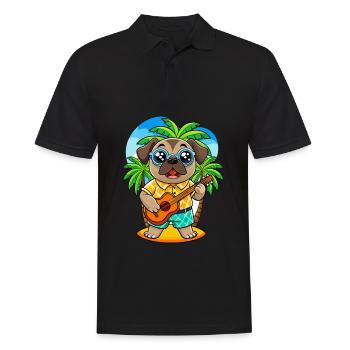 Funny Pug Dog Cartoon Summer Beach Sunglasses - Men's Polo Shirt - black - Front - Kai (181cm)
