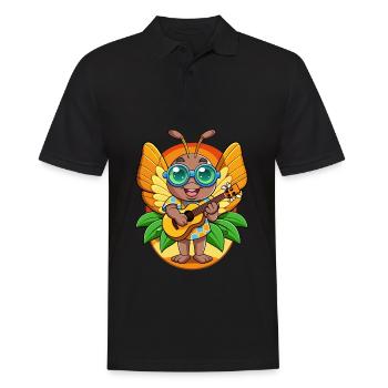 Lustige Schmetterling Cartoon Sommer Strand Sonnenbrille - Männer Poloshirt - Schwarz - Vorne - Kai (181cm)