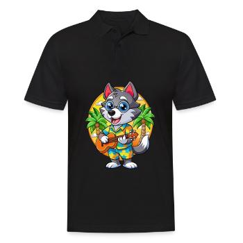 Drôle Husky Chien Dessin Animé Lunettes De Soleil De Plage D’été - Polo Homme - noir - Devant - Kai (181cm)