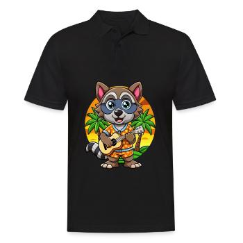 Lustige Waschbär Cartoon Sommer Strand Sonnenbrille - Männer Poloshirt - Schwarz - Vorne - Kai (181cm)