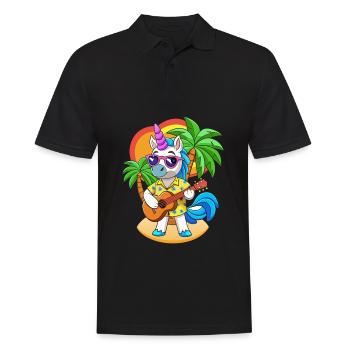 Lustige Einhorn Cartoon Sommer Strand Sonnenbrille - Männer Poloshirt - Schwarz - Vorne - Kai (181cm)