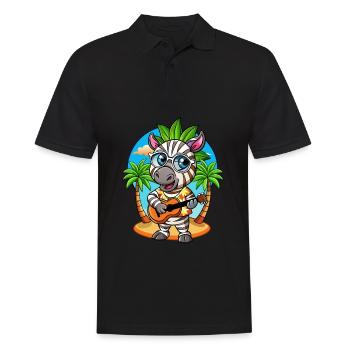 Lustige Zebra Cartoon Sommer Strand Sonnenbrille Gitarre - Männer Poloshirt - Schwarz - Vorne - Kai (181cm)