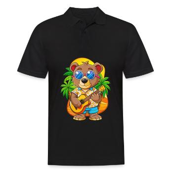 Funny Bear Dog Cartoon Summer Beach Sunglasses - Men's Polo Shirt - black - Front - Kai (181cm)