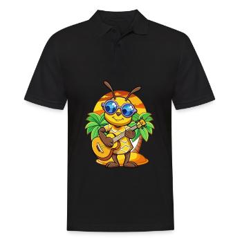 Lustige Biene Cartoon Sommer Strand Sonnenbrille Gitarre - Männer Poloshirt - Schwarz - Vorne - Kai (181cm)