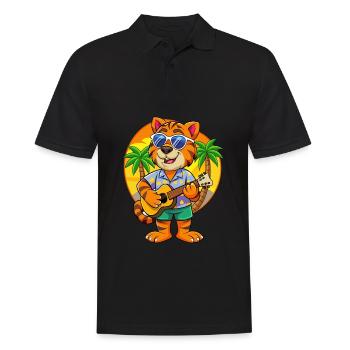 Lustige Tiger Sommer Strand Sonnenbrille Hawaiianisch - Männer Poloshirt - Schwarz - Vorne - Kai (181cm)
