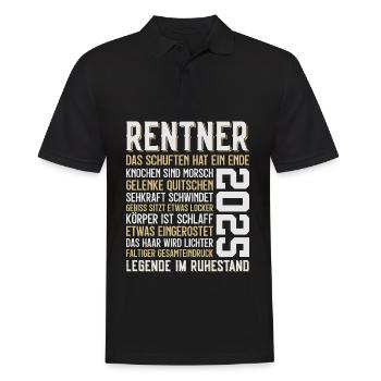 LUSTIG RENTNER 2025 - Männer Poloshirt - Schwarz - Vorne - Kai (181cm)