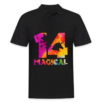 LICORNE MAGIQUE 14E ANNIVERSAIRE - Polo Homme - noir - Devant - Kai (181cm)