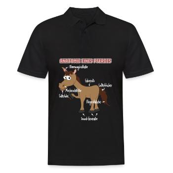 Anatomie eines Pferdes für Reiter Reitsport - Männer Poloshirt - Schwarz - Vorne - Kai (181cm)