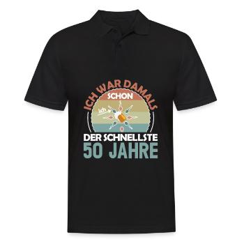 Ich war damals schon der Schnellste 50. Geburtstag - Männer Poloshirt - Schwarz - Vorne - Kai (181cm)