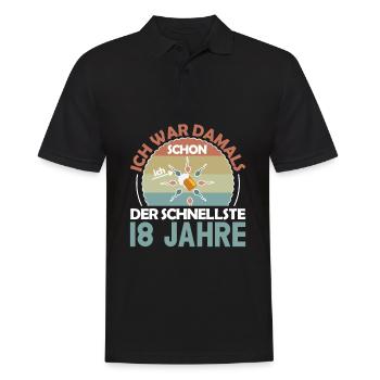 Ich war damals schon der Schnellste 18. Geburtstag - Männer Poloshirt - Schwarz - Vorne - Kai (181cm)