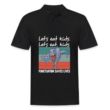 Dino Laisse manger les enfants Grammaire anglaise ponctuation - Polo Homme - noir - Devant - Kai (181cm)