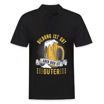 Bildung ist gut Bier ist guter für Biertrinker - Männer Poloshirt - Schwarz - Vorne - Kai (181cm)