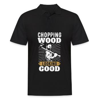 Chopping Wood looking Good für Holzfäller - Männer Poloshirt - Schwarz - Vorne - Kai (181cm)