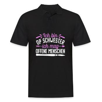 Bin OP Schwester ich mag offene Menschen - Männer Poloshirt - Schwarz - Vorne - Kai (181cm)