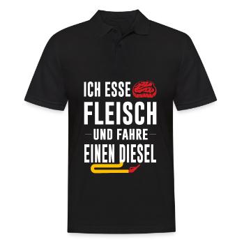Fleisch essen Diesel fahren lustiges Geschenk - Männer Poloshirt - Schwarz - Vorne - Kai (181cm)