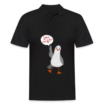 Moin love peace möwe Norden lustig Spruch Geschenk - Männer Poloshirt - Schwarz - Vorne - Kai (181cm)
