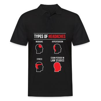 Étudiants en droit types de maux de tête dictons drôles - Polo Homme - noir - Devant - Kai (181cm)