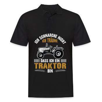 Ich schnarche nicht Traktor Trecker lustig Spruch - Männer Poloshirt - Schwarz - Vorne - Kai (181cm)