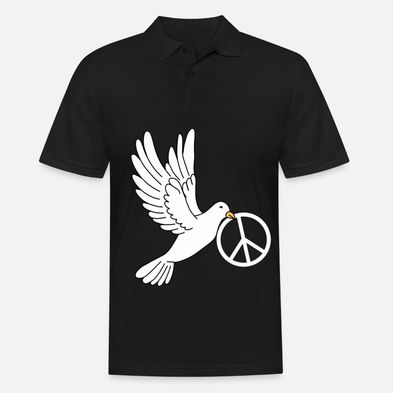 Friedenstaube mit Peacezeichen - Männer Poloshirt - Schwarz