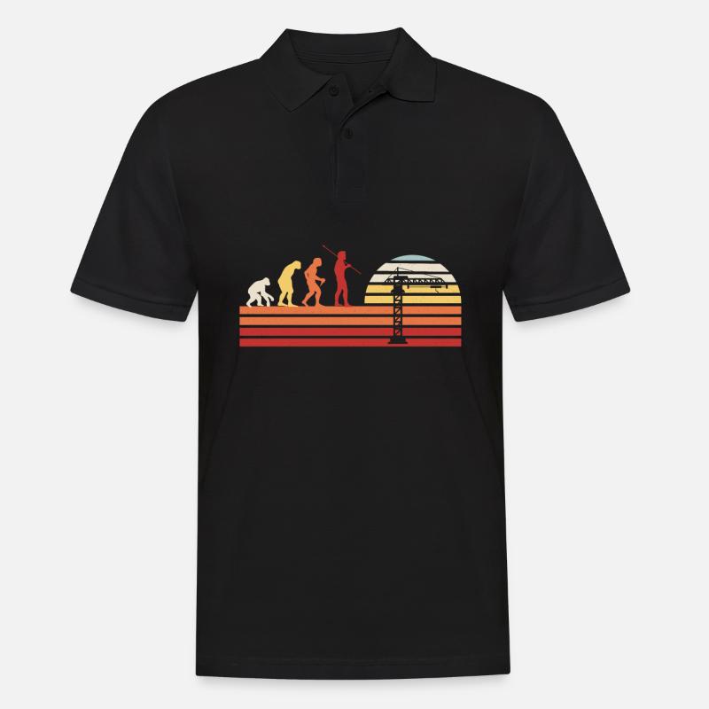 Retro Crane Construction Crane Vintage Crane Driver Crane Operator - Men's Polo Shirt - black
