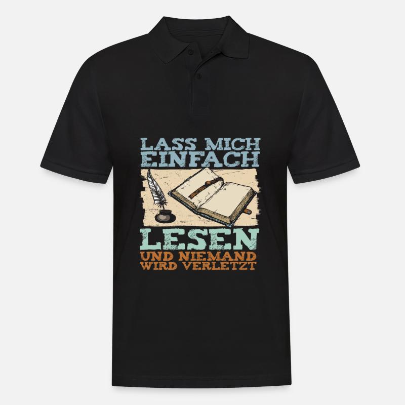 Bücherwurm Leseratte Buch Lesen - Männer Poloshirt - Schwarz