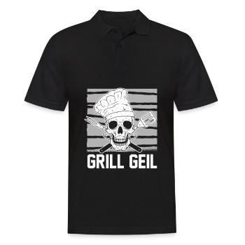 Grillen Grillmeister BBQ - Männer Poloshirt - Schwarz - Vorne - Kai (181cm)