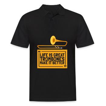 Trombone - Men's Polo Shirt - black - Front - Kai (181cm)
