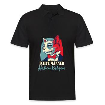 Katze Mietzekatze Hauskatze - Männer Poloshirt - Schwarz - Vorne - Kai (181cm)
