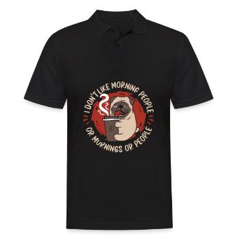 Mops Hund - Männer Poloshirt - Schwarz - Vorne - Kai (181cm)