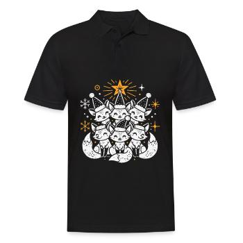 Fuchs Weihnachten Wald - Männer Poloshirt - Schwarz - Vorne - Kai (181cm)