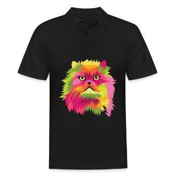 Pop Art Shirt Cat head Graphic Art Gift Tee - Men's Polo Shirt - black - Front - Kai (181cm)