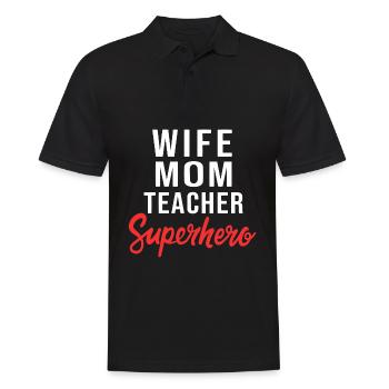 Frau Mama Lehrer Superheld Blumen süße Mütter Tag - Männer Poloshirt - Schwarz - Vorne - Kai (181cm)