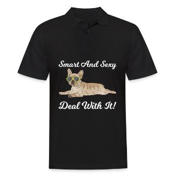 Intelligent et sexy - Français Bulldog - Polo Homme - noir - Devant - Kai (181cm)