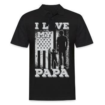 Ich liebe meinen Papa Vatertag Tochter Sohn - Männer Poloshirt - Schwarz - Vorne - Kai (181cm)