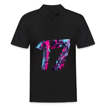 NR. 17 NUMMER 17 COOL 17. GEBURTSTAG - Männer Poloshirt - Schwarz - Vorne - Kai (181cm)