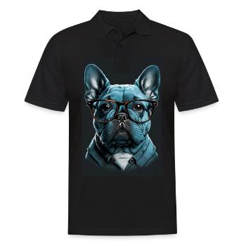 Mops Französische Bulldogge Besserwisser Brille - Männer Poloshirt - Schwarz - Vorne - Kai (181cm)