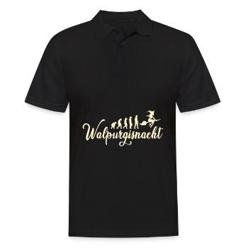 Walpurgisnacht mit Katze für echte Hexen - Männer Poloshirt - Schwarz - Vorne - Kai (181cm)