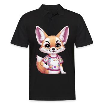 Renard du désert fennec kawaii avec des cœurs colorés - Polo Homme - noir - Devant - Kai (181cm)