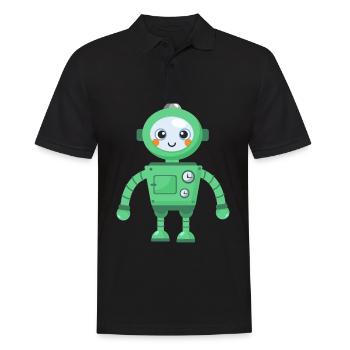 Roboter mit Motiv Vektor Comics Baby Jungen Kinder - Männer Poloshirt - Schwarz - Vorne - Kai (181cm)