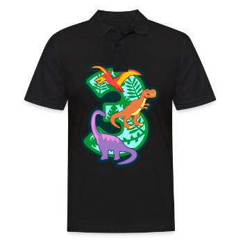 Dinosaurier 3. Geburtstagsparty Nummer 3 - 3 Jahre - Männer Poloshirt - Schwarz - Vorne - Kai (181cm)