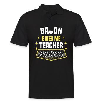 Bacon Gives Me Teacher Powers Funny Professor - Men's Polo Shirt - black - Front - Kai (181cm)