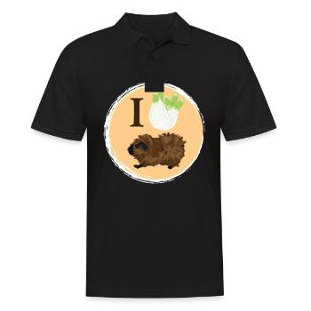 Design mit einem Rosetten-Meerschweinchen 4 - Männer Poloshirt - Schwarz - Vorne - Kai (181cm)