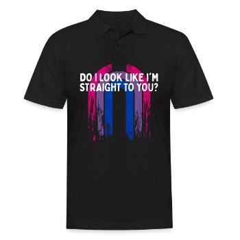Do I Look Straight To You Bisexual LGBTQ Bi Pride - Männer Poloshirt - Schwarz - Vorne - Kai (181cm)