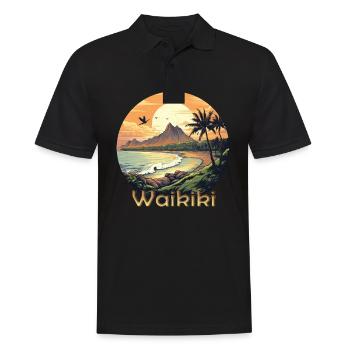 Waikiki Hawaii sunset on the beach - Men's Polo Shirt - black - Front - Kai (181cm)